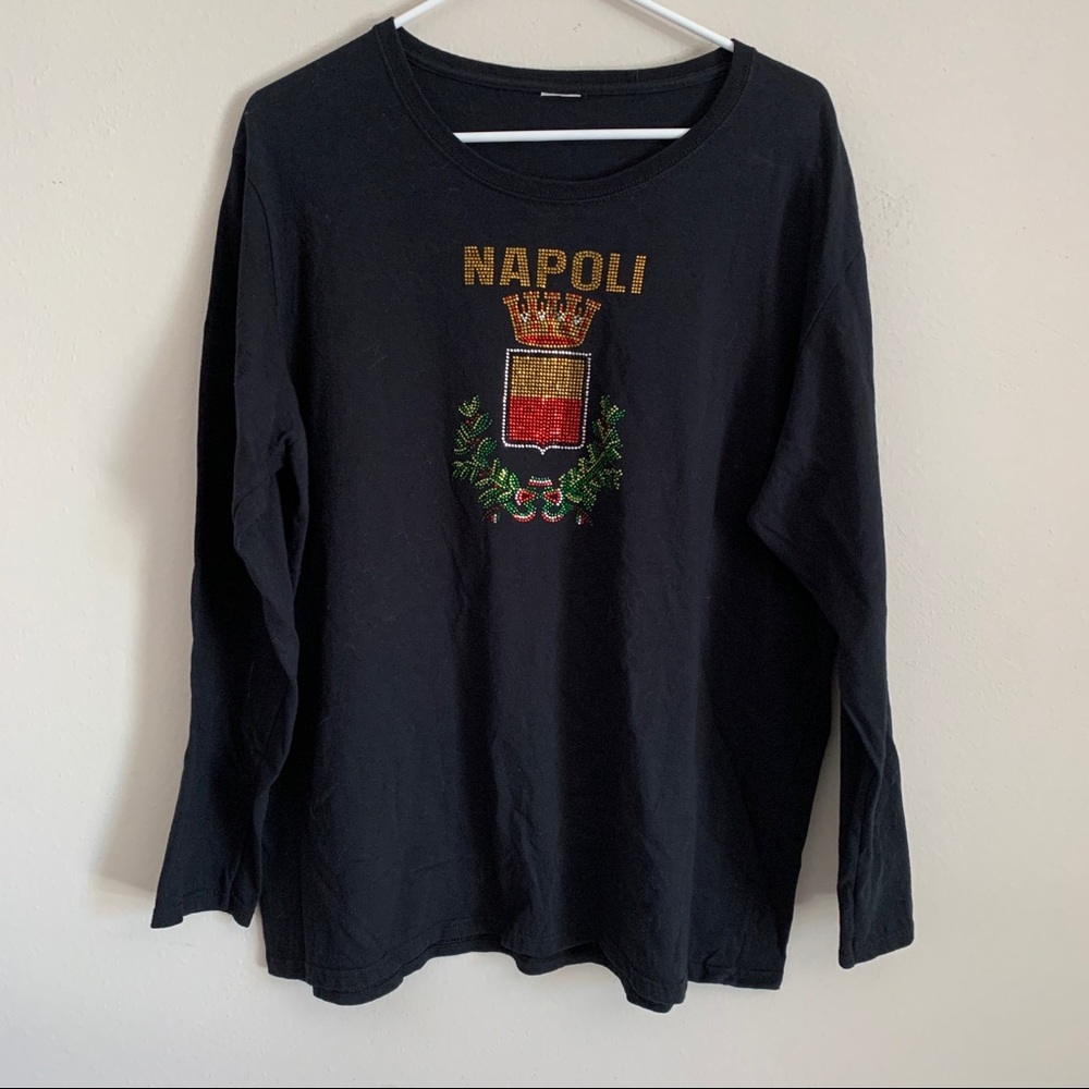 Hardcore Italians Napoli Naples Bedazzle Long Tee